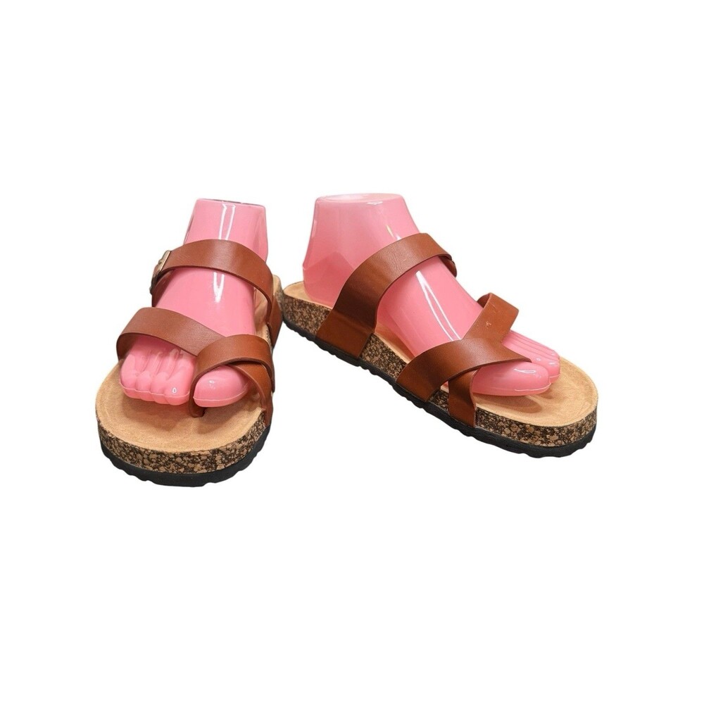 NWOT Comfort By Alexis Bendel Brown Faux Leather Sandals Size 10